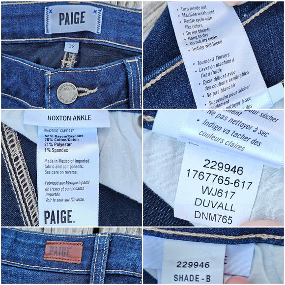 Plus Size 32 PAIGE Jeans Hoxton Skinny Ankle Dark Wash Stretch Denim Crop - Picture 4 of 10